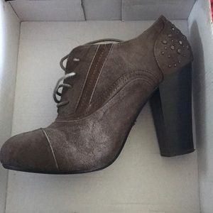 Brown heeled booties